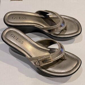 Guess Gold Sparkly Wedge Sandals